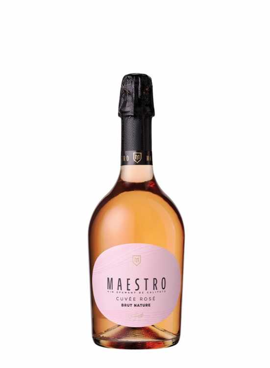 Шампанское «Maestro» 2024 Cuvee Rose, брют натюр розовое. 0,75