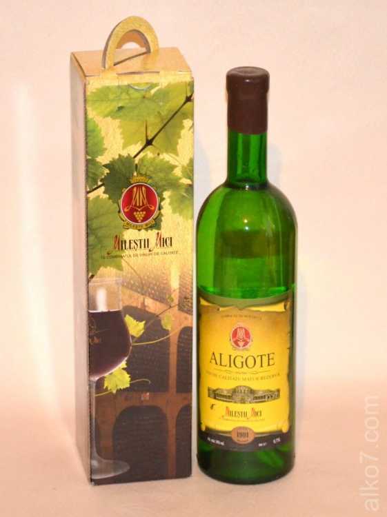 Вино "Алиготе" Милештий Мичь, 1991 года урожая.