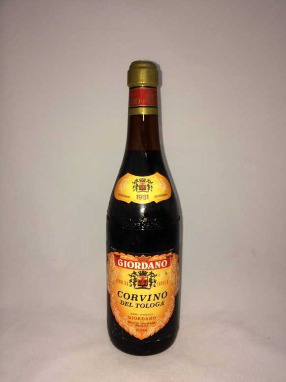 Вино "Giordano Corvino Del Tologa" 1981 года.